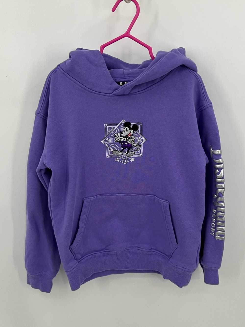 Disney Purple Mickey Graphic 100 Years of Wonder Kids Hooded Sweatshirt